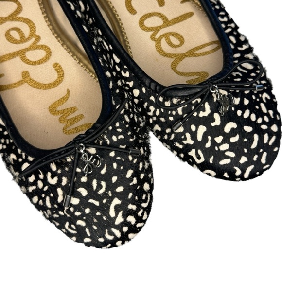 Sam Edelman Felecia Dyed Cow Fur leather ballet flats women’s 7.5 black white - Picture 6 of 10